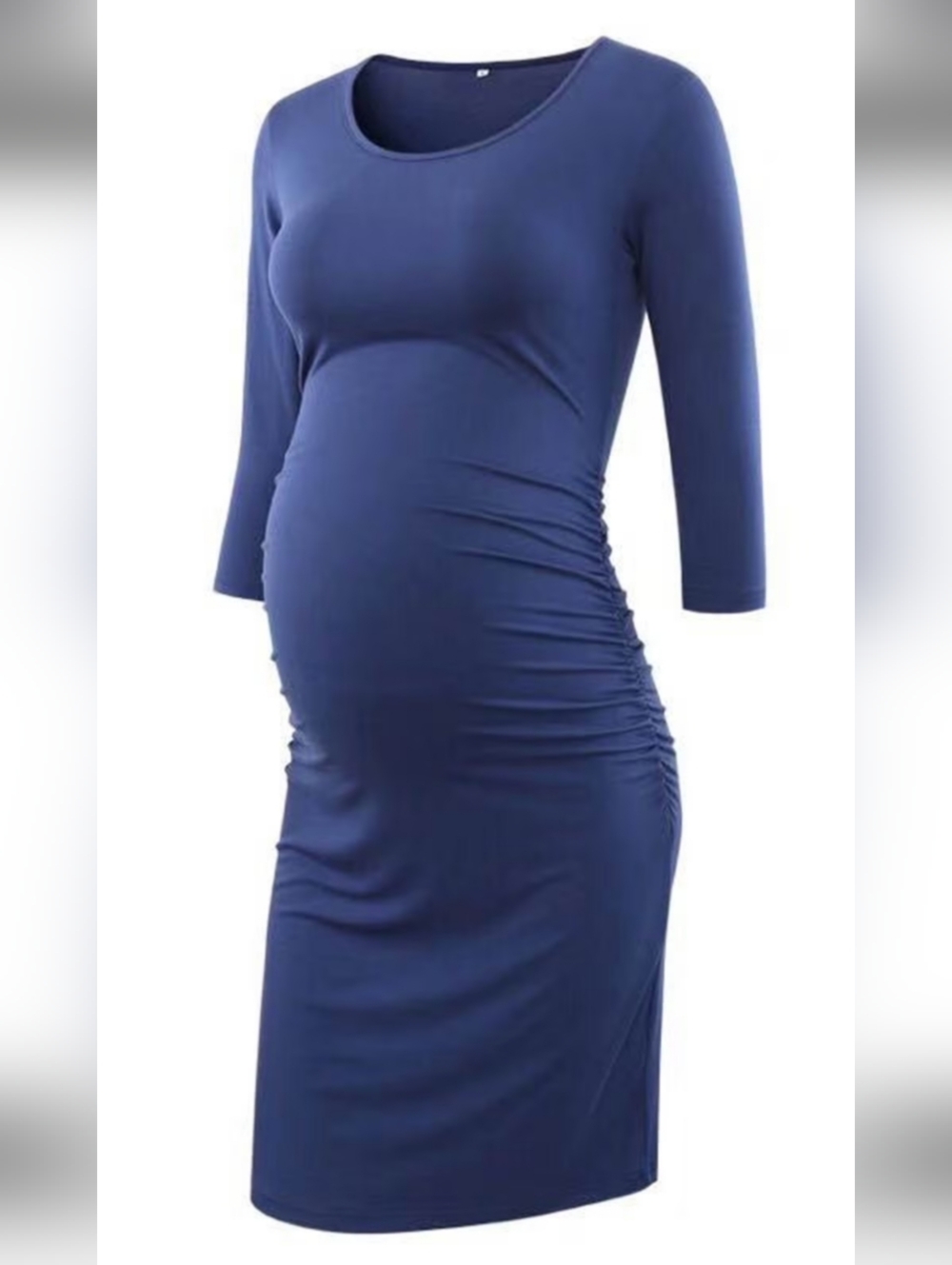 5/$20 Navy Long Sleeve Ruched Side Maternity Shift Dress